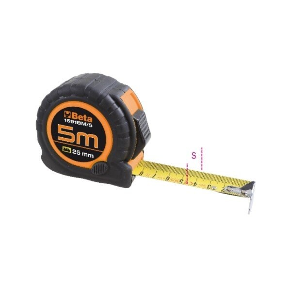 1691BM 5-Meter Tape Measure, Shock-resistant Bi-material ABS Casing, Steel Tape, Precision Class II